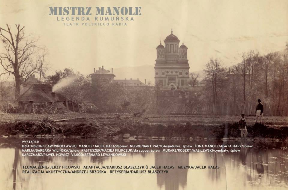 Plakat przedstawiający spektakl 'Mistrz Manole'