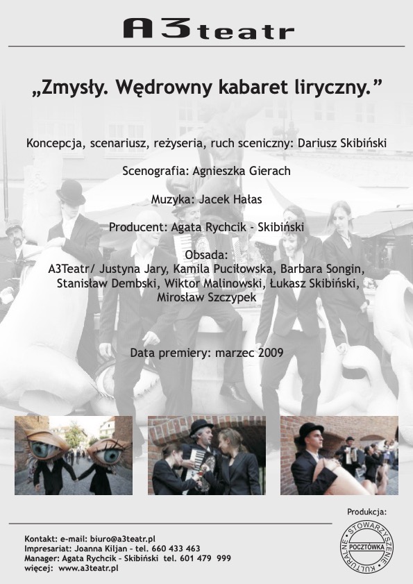 Plakat A3teatru z informacjami o spektaklu.