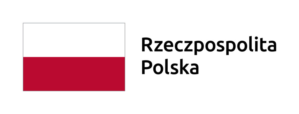 Flaga Polski z napisem Rzeczpospolita Polska